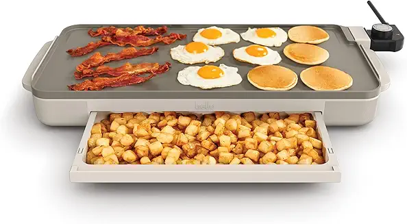 bella 10" x 20" Electric Griddle with Warming Tray